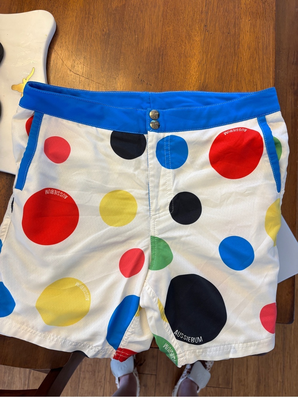 Aussiebum Polka Dot Swim Shorts in White Multicolor Dots size large worn once
